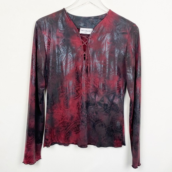 The Sublym's Paris Stretch Knit Paidley Lace Top - Picture 3 of 9